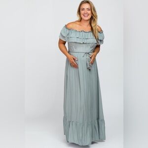 PinkBlush off the shoulder boho flowy maxi dress